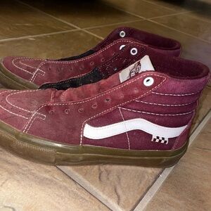 Vans Maroon and White High-Tops